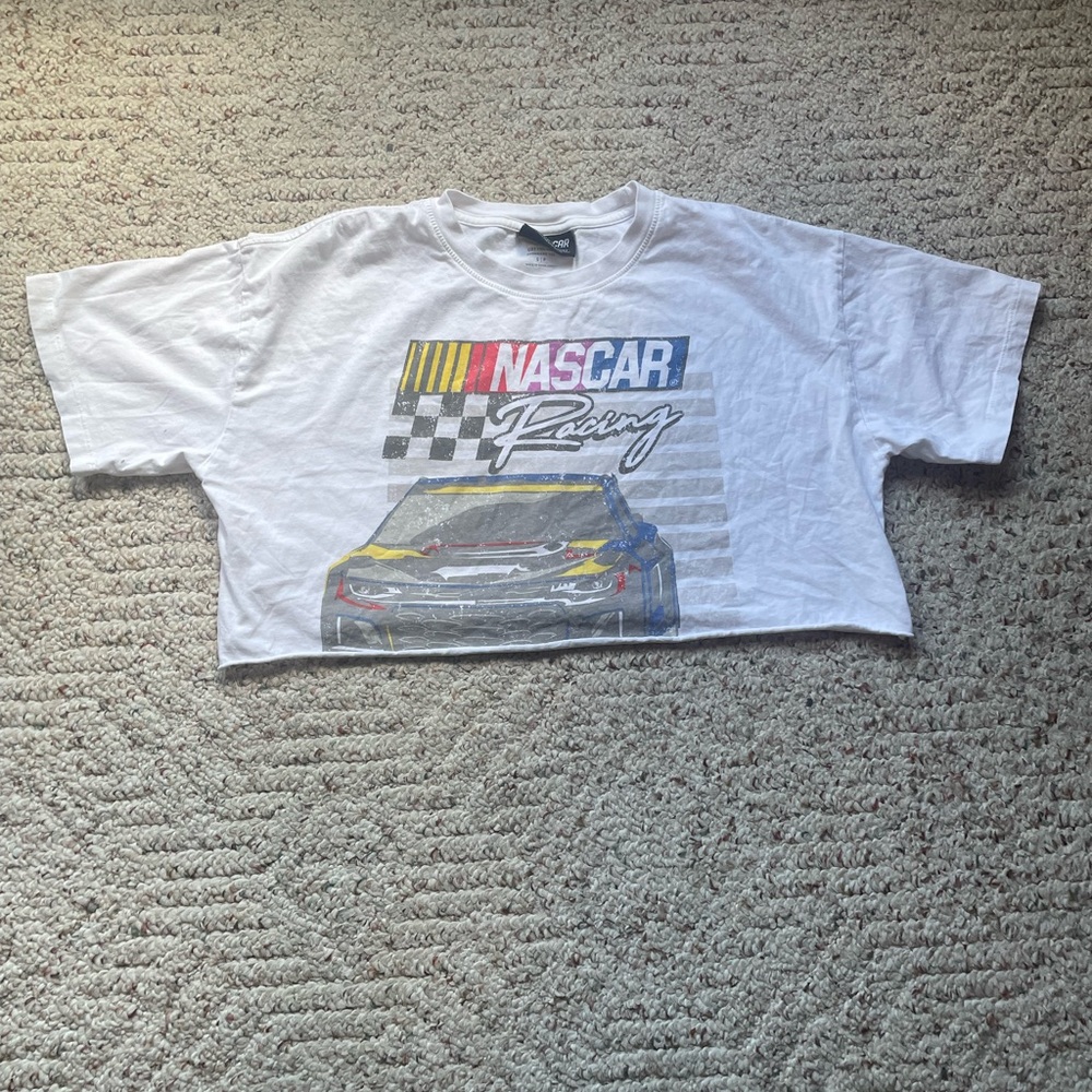 NASCAR Racing Cropped White T-Shirt